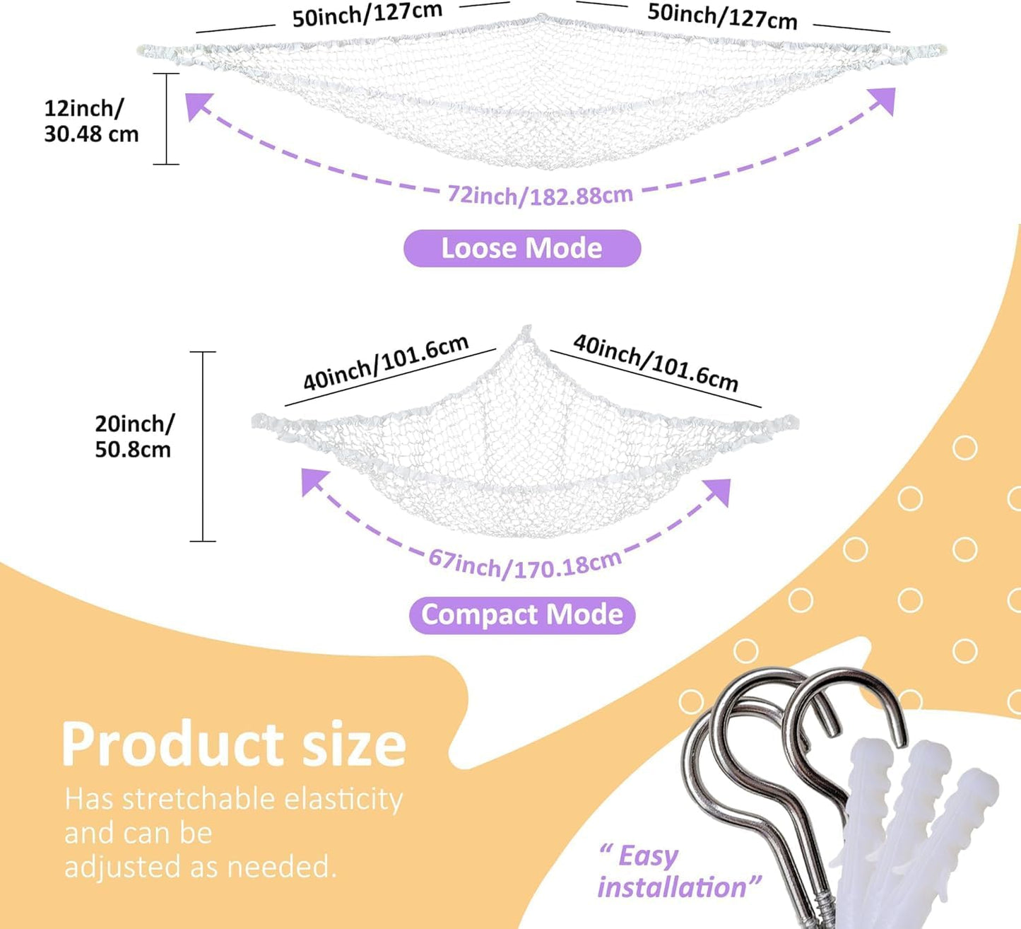 Lazebox Stuffed Animal Net Hammock for Plushie Toys. Stuffed Animal Hammock Corner for Kids' Room Decor. Ideas for Organizing Stuffy Collection. White. L (67 x 40 x 40)-Pack of 1 : Home & Kitchen