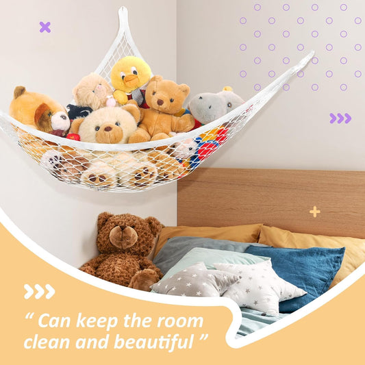 Lazebox Stuffed Animal Net Hammock for Plushie Toys. Stuffed Animal Hammock Corner for Kids' Room Decor. Ideas for Organizing Stuffy Collection. White. L (67 x 40 x 40)-Pack of 1 : Home & Kitchen
