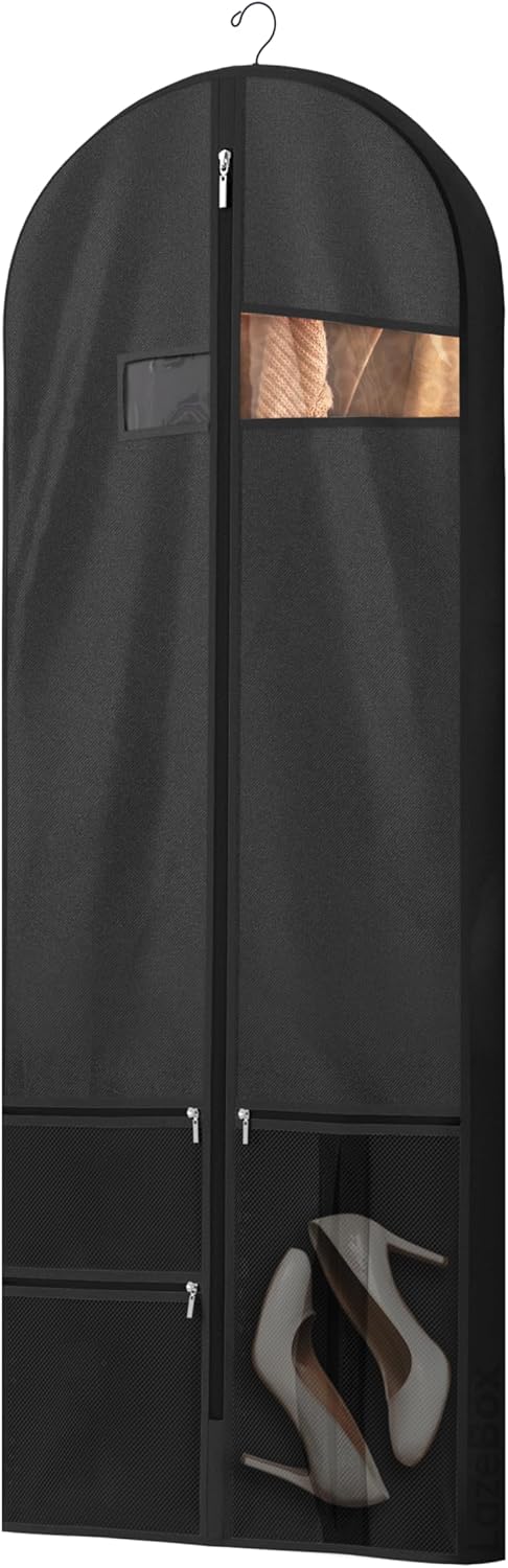 Lazebox 43 Travel Garment Bag with Accessories Zipper Pocket. Heavy Duty Suit Bag for Suits. Tuxedos. Dresses. Coats. Black. 1 pack : Clothing. Shoes & Jewelry