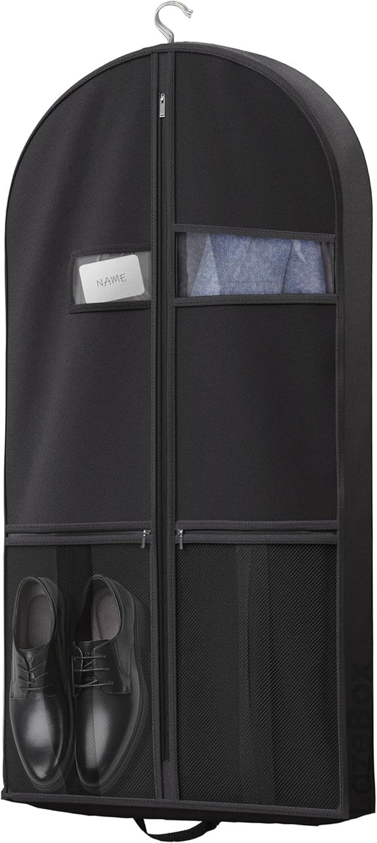 Lazebox 43 Travel Garment Bag with Accessories Zipper Pocket. Heavy Duty Suit Bag for Suits. Tuxedos. Dresses. Coats. Black. 1 pack : Clothing. Shoes & Jewelry