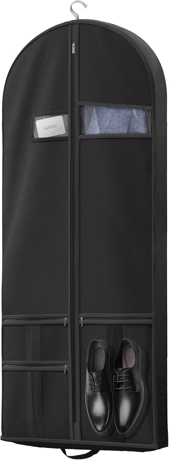 Lazebox 43 Travel Garment Bag with Accessories Zipper Pocket. Heavy Duty Suit Bag for Suits. Tuxedos. Dresses. Coats. Black. 1 pack : Clothing. Shoes & Jewelry