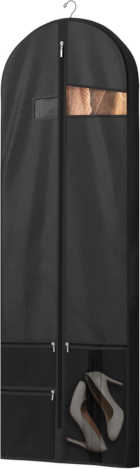 Lazebox 43 Travel Garment Bag with Accessories Zipper Pocket. Heavy Duty Suit Bag for Suits. Tuxedos. Dresses. Coats. Black. 1 pack : Clothing. Shoes & Jewelry
