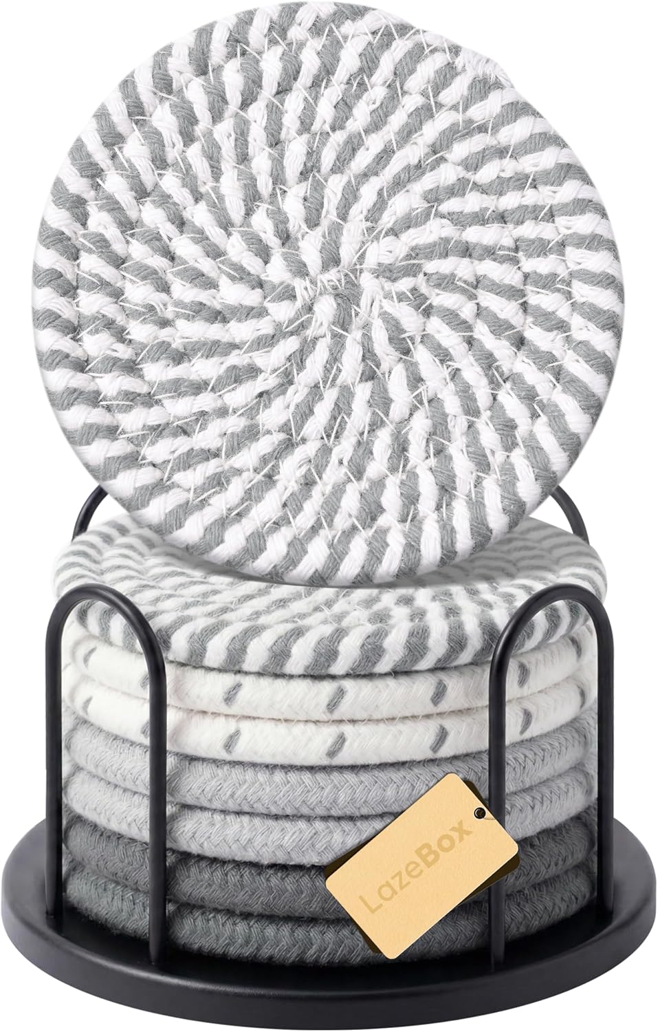 Lazebox Coasters Set of 8 for Drinks. 4 Inch Large Coasters for Coffee Table. Tabletop Protection for Hot & Cold Drinks. Versatile Coasters for Home Decor. Non-Slip & Easy to Clean. Coffee : Home & Kitchen