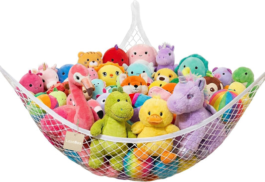 Lazebox Stuffed Animal Net Hammock for Plushie Toys. Stuffed Animal Hammock Corner for Kids' Room Decor. Ideas for Organizing Stuffy Collection. White. L (67 x 40 x 40)-Pack of 1 : Home & Kitchen