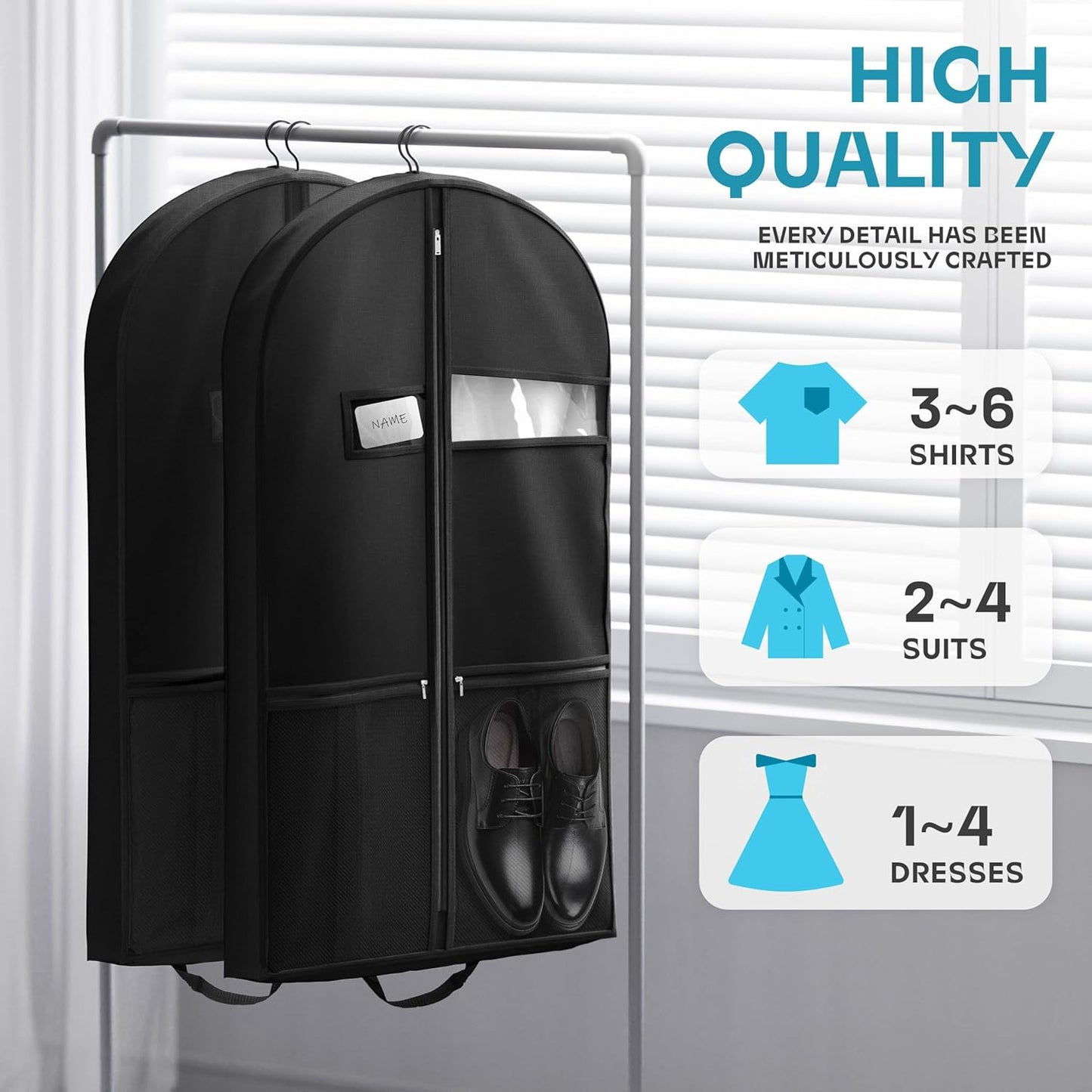 Lazebox 43 Travel Garment Bag with Accessories Zipper Pocket. Heavy Duty Suit Bag for Suits. Tuxedos. Dresses. Coats. Black. 1 pack : Clothing. Shoes & Jewelry