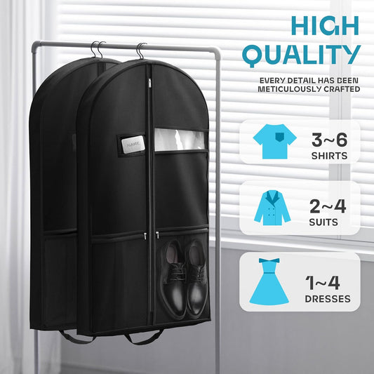 Lazebox 43 Travel Garment Bag with Accessories Zipper Pocket. Heavy Duty Suit Bag for Suits. Tuxedos. Dresses. Coats. Black. 1 pack : Clothing. Shoes & Jewelry
