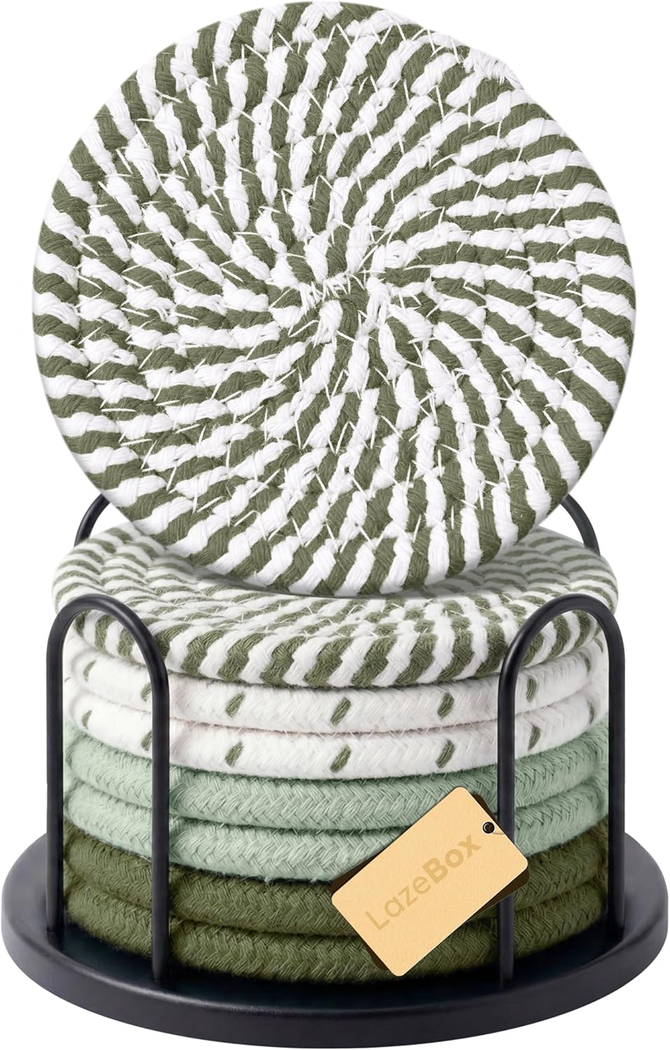 Lazebox Coasters Set of 8 for Drinks. 4 Inch Large Coasters for Coffee Table. Tabletop Protection for Hot & Cold Drinks. Versatile Coasters for Home Decor. Non-Slip & Easy to Clean. Gray : Home & Kitchen